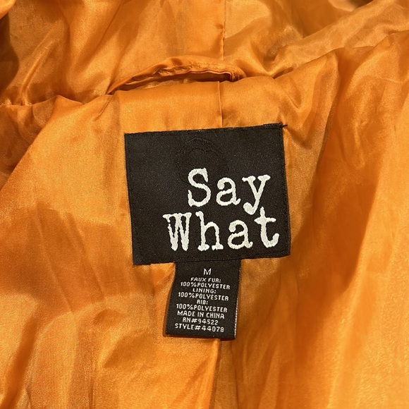 Say What Fuzzy Bomber Jacket Orange size Medium - Picture 3 of 3